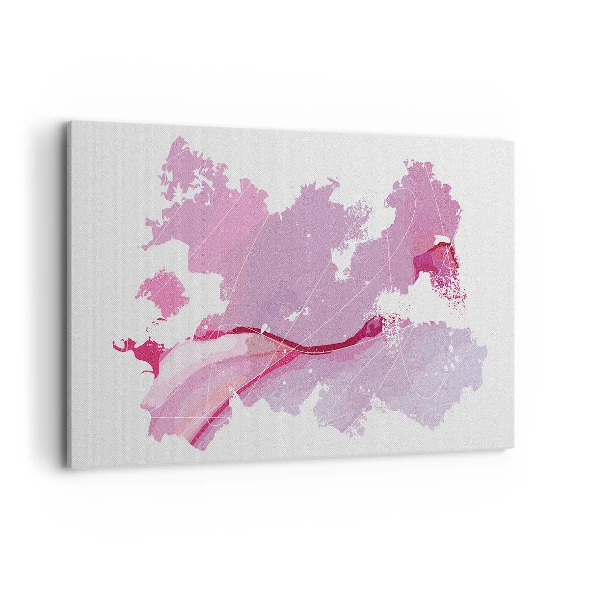 Impression sur toile - Image sur toile - Carte du monde abstraite dans les tons de rose - 120x80cm - Carte du monde rose - Décoration murale moderne pour le salon et la chambre ARTTOR