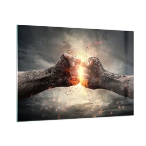 Impression sur verre - Image sur verre - Résistez au combat - 100x70cm - Lève-toi pour le combat - Décoration murale moderne pour le salon et la chambre ARTTOR