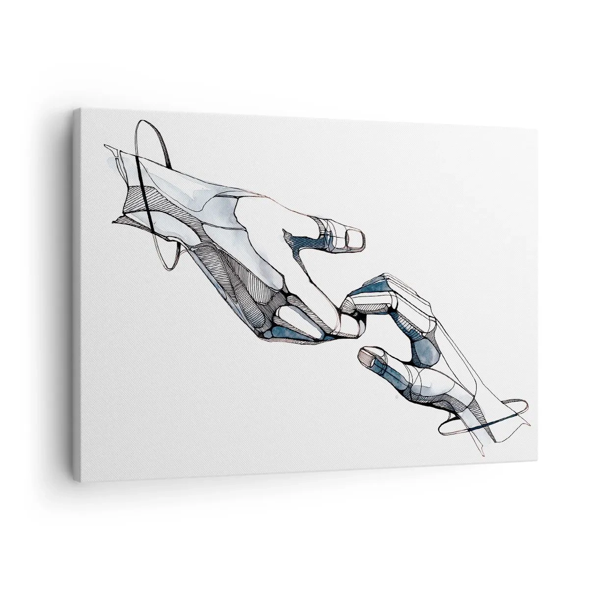 Impression sur toile - Image sur toile - Représentation artistique d'une main dans une forme minimaliste et géométrique - 70x50cm - Un bon geste - Décoration murale moderne pour le salon et la chambre ARTTOR