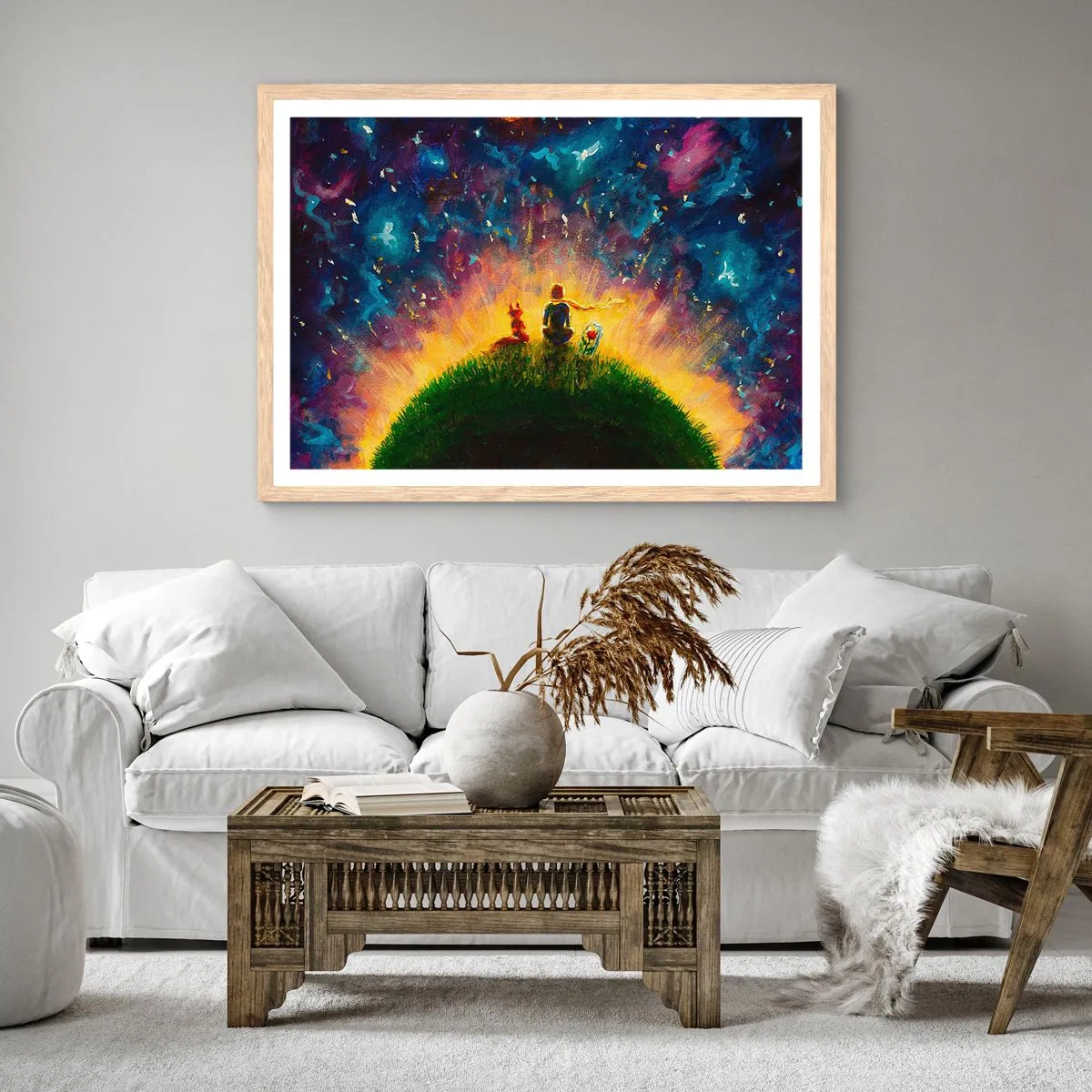 Affiche dans un chêne clair - Poster - Amour et amitié - le monde entier - 70x50 cm