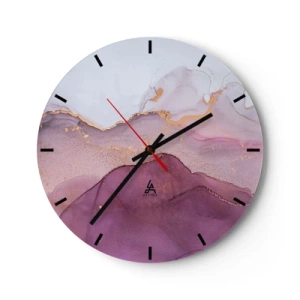 Horloge murale - Pendule murale - Vagues abstraites dans des tons de lilas, violet et or - 30x30cm - Vagues lilas et violettes - Décoration murale moderne pour le salon, la cuisine et la chambre ARTTOR