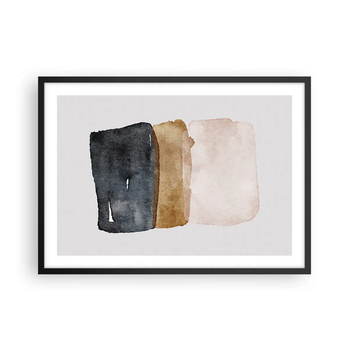 Affiche dans un cadre noir - Poster - Une composition minimaliste de trois rectangles aux tons terreux. - 70x50cm - Composition de couleurs de la terre - Décoration murale moderne pour le salon et la chambre ARTTOR