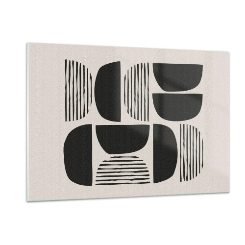 Impression sur verre - Image sur verre - Composition abstraite de formes géométriques avec des lignes - 120x80cm - Offres sans enthousiasme - Décoration murale moderne pour le salon et la chambre ARTTOR