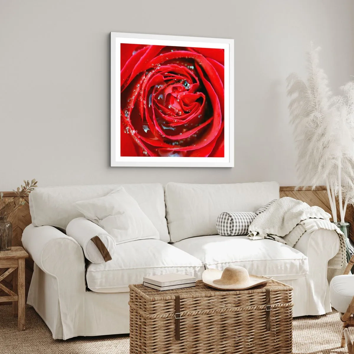 Affiche dans un cadre blanc - Poster - Dans les gouttes de rosée - 40x40 cm