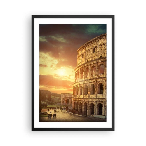 Affiche dans un cadre noir - Poster - Le Colisée de Rome au coucher du soleil - 50x70cm - Une impression colossale - Décoration murale moderne pour le salon et la chambre ARTTOR