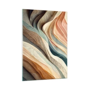 Impression sur verre - Image sur verre - Couches colorées ressemblant à des plis de roche et de sable - 50x70cm - Le moment avant le changement - Décoration murale moderne pour le salon et la chambre ARTTOR