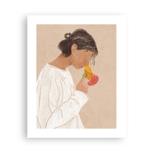 Affiche - Poster - Fille et fleurs - 40x50 cm