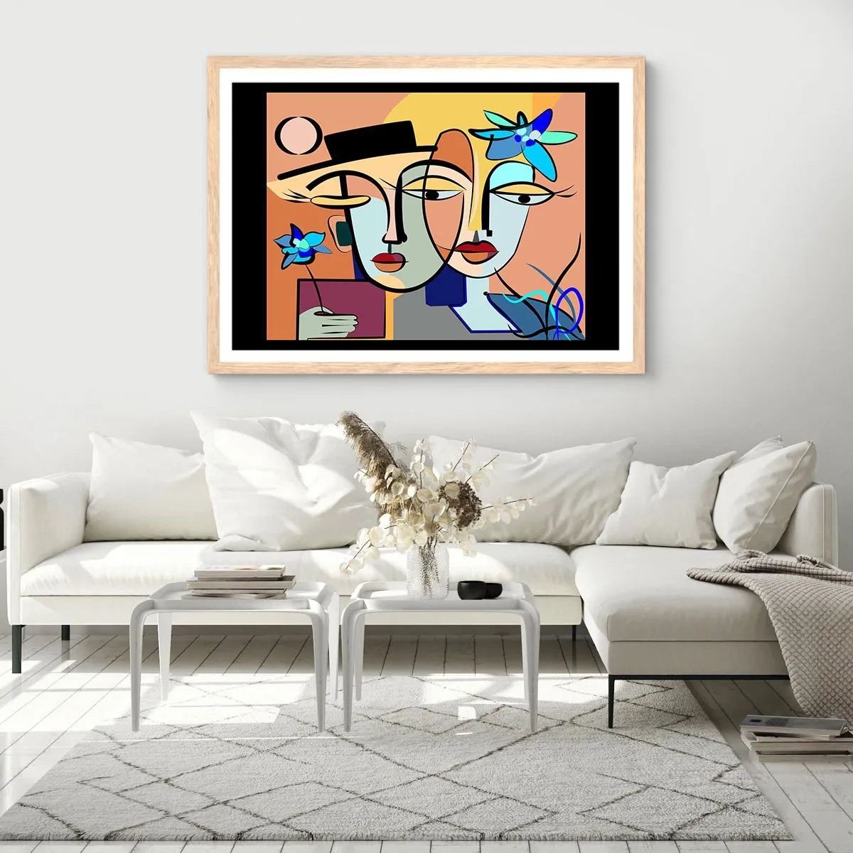 Affiche dans un chêne clair - Poster - Le Rendez-vous de Picasso - 50x40 cm