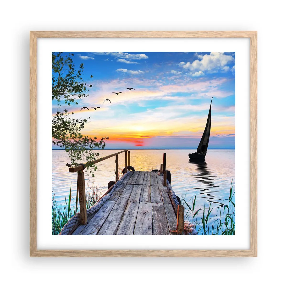 Affiche dans un chêne clair - Poster - Bonsoir! - 50x50 cm