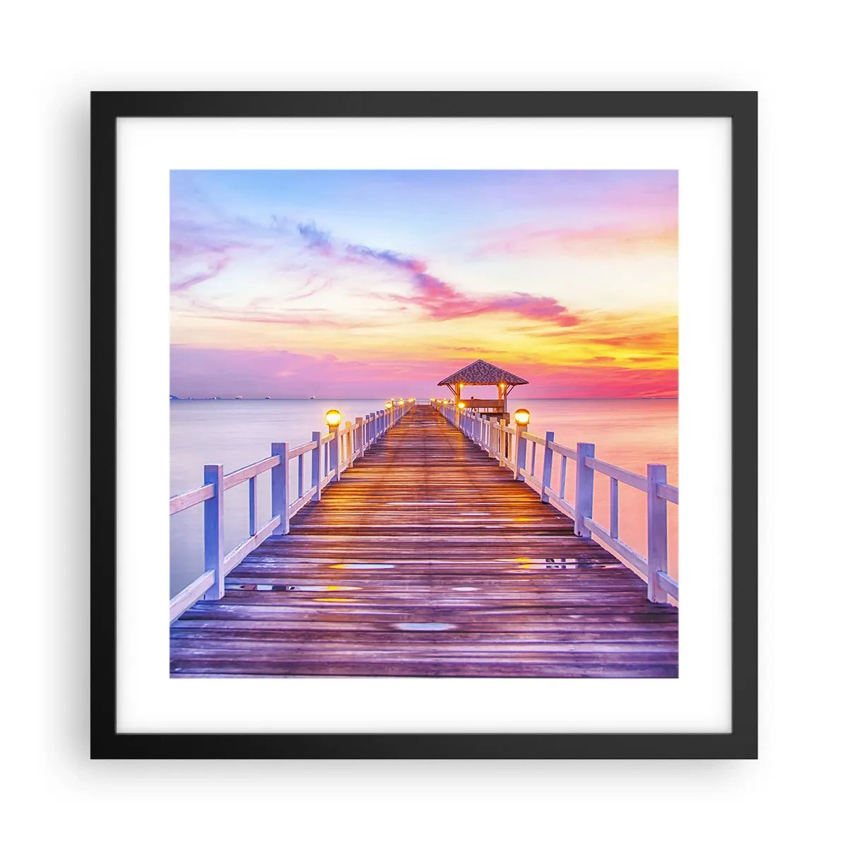 Affiche dans un cadre noir - Poster - Le silence lilas-doré du soir - 40x40 cm