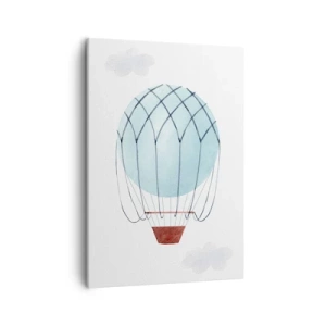 Impression sur toile - Image sur toile - Un ballon peint à la main sur fond de nuages délicats. - 50x70cm - Entièrement dans les nuages - Décoration murale moderne pour le salon et la chambre ARTTOR