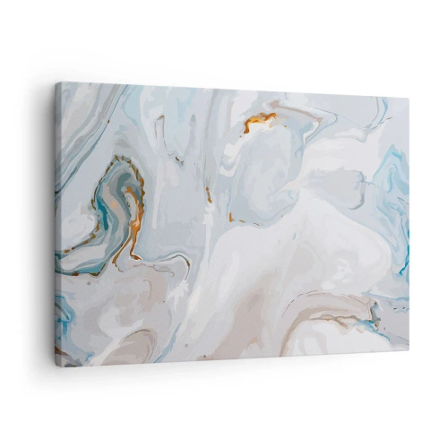 Impression sur toile - Image sur toile - Vagues abstraites dans des tons de bleu et de blanc - 70x50cm - Blanc surélevé - Décoration murale moderne pour le salon et la chambre ARTTOR