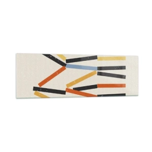 Impression sur verre - Image sur verre - Composition abstraite avec des rectangles colorés et noirs disposés horizontalement - 160x50cm - Composition de niveaux - Décoration murale moderne pour le salon et la chambre ARTTOR