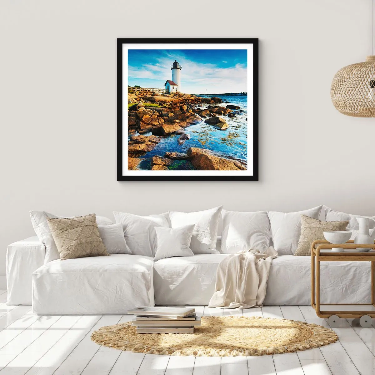 Affiche dans un cadre noir - Poster - Revenez heureux, j'attends - 40x40 cm