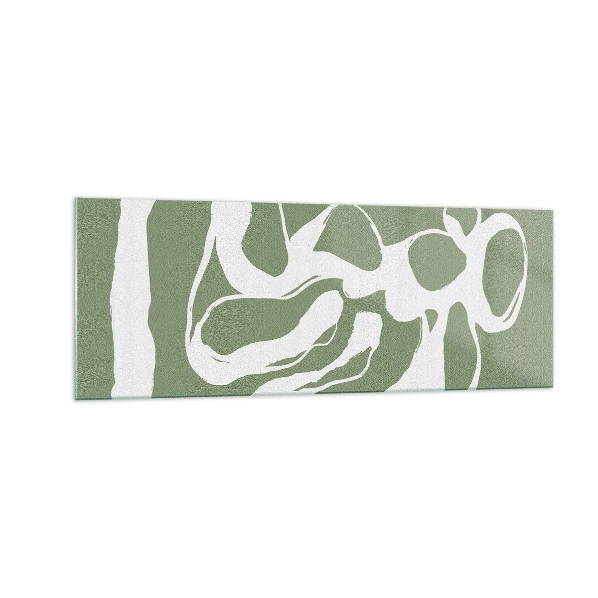 Impression sur verre - Image sur verre - Formes organiques en blanc sur fond vert - 140x50cm - L'appel de l'espace - Décoration murale moderne pour le salon et la chambre ARTTOR