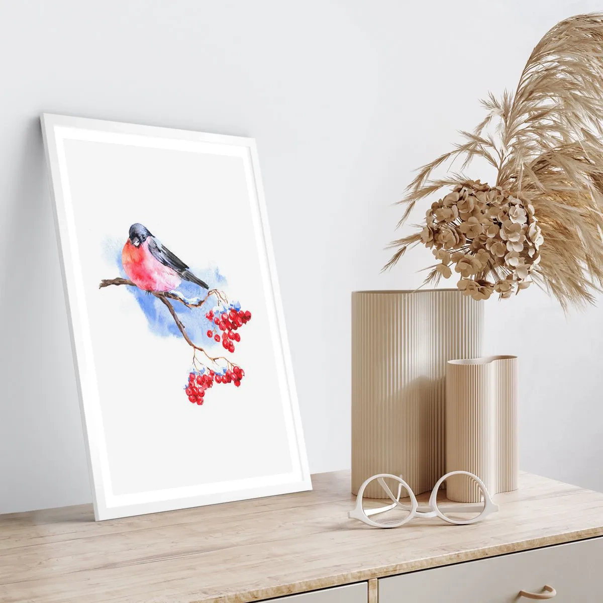 Affiche dans un cadre blanc - Poster - L'hiver en couleurs - 40x50 cm