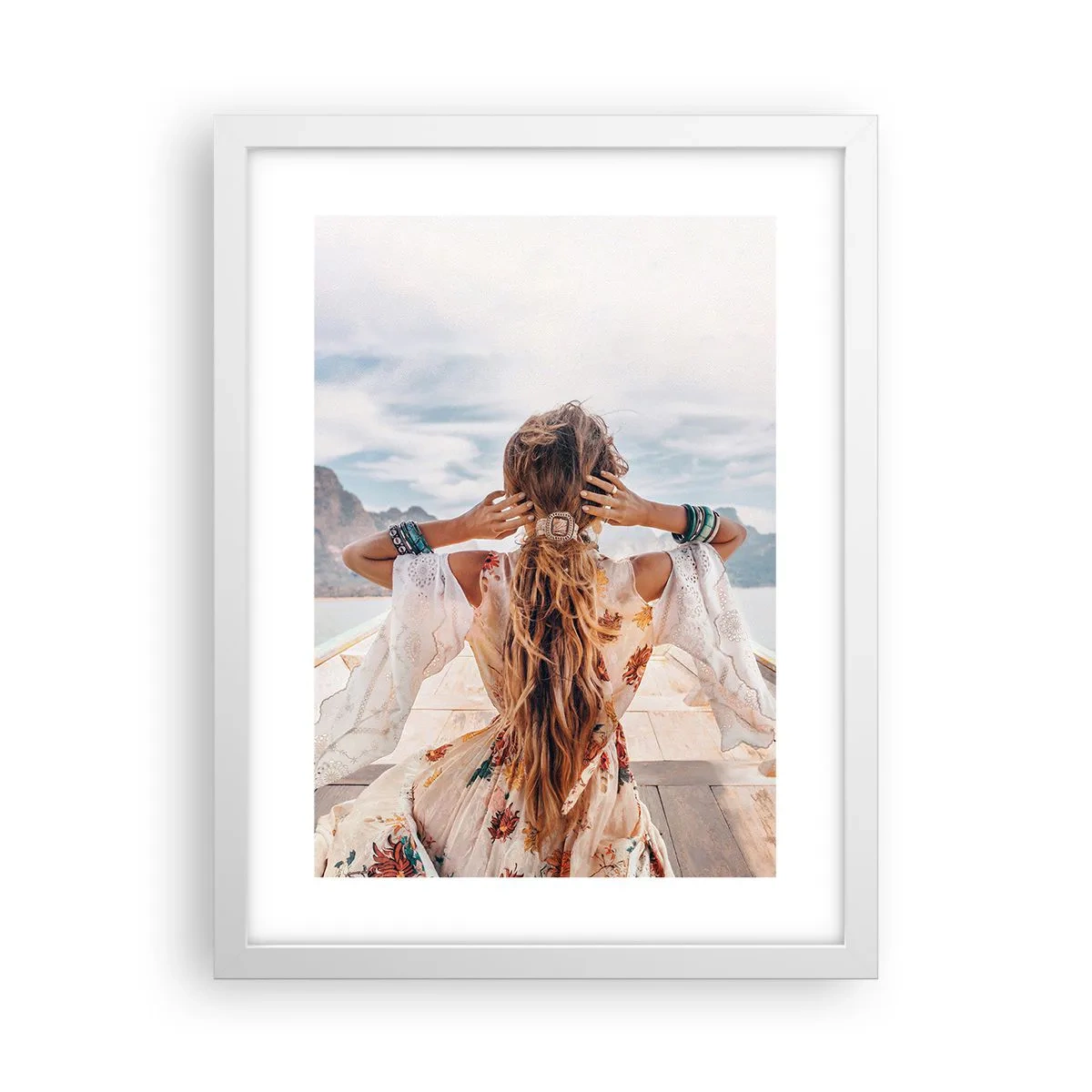 Affiche dans un cadre blanc - Poster - En route vers le bonheur - 30x40 cm