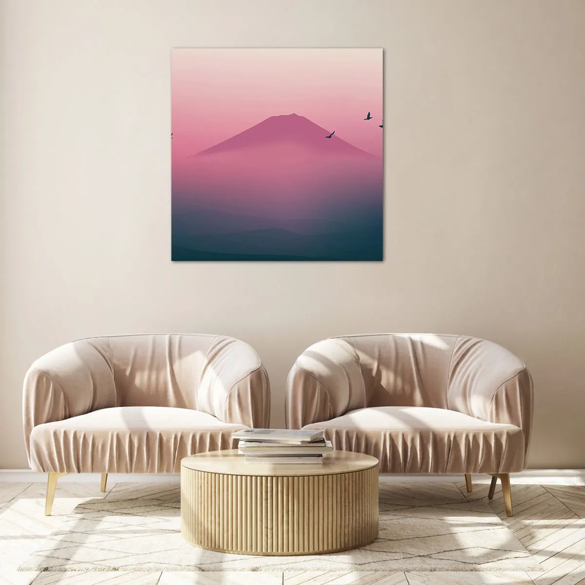 Impression sur verre - Image sur verre - Des pèlerins au dessus des nuages - 40x40 cm