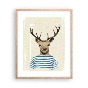 Affiche dans un chêne clair - Poster - Parce que j'aime les chemises rayées - 40x50 cm