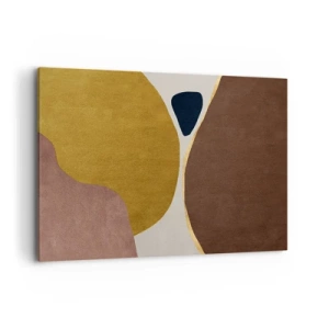 Impression sur toile - Image sur toile - Une composition abstraite avec des formes géométriques aux couleurs chaudes. - 120x80cm - L'abstraction – une place dans l'espace - Décoration murale moderne pour le salon et la chambre ARTTOR