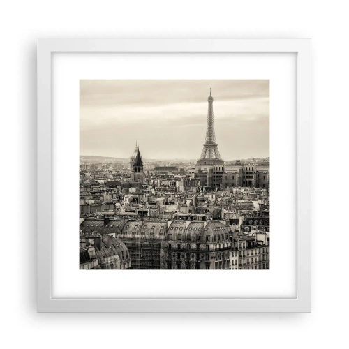 Affiche dans un cadre blanc - Poster - Sur les toits de Paris - 30x30 cm