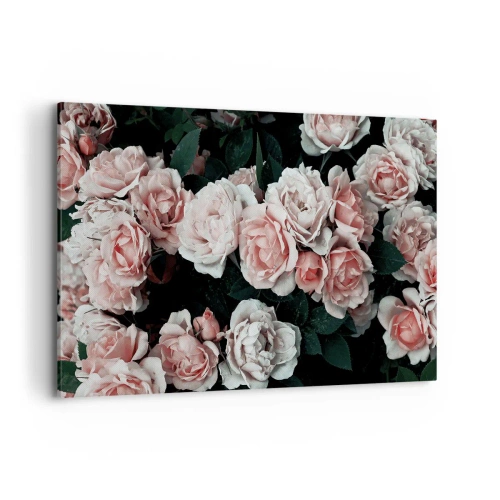 Impression sur toile - Image sur toile - Roses roses sur fond sombre dans une composition subtile - 120x80cm - Ensemble de rose - Décoration murale moderne pour le salon et la chambre ARTTOR