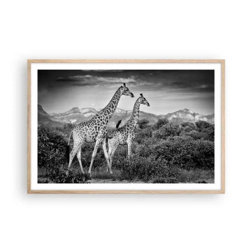 Affiche dans un chêne clair - Poster - Hautes sphères en Afrique - 91x61 cm