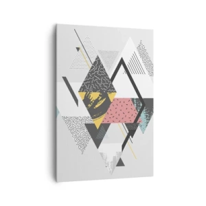 Impression sur toile - Image sur toile - Motifs géométriques sur fond clair - 70x100cm - Variation sur triangle et losange - Décoration murale moderne pour le salon et la chambre ARTTOR