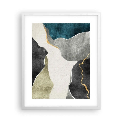 Affiche dans un cadre blanc - Poster - Composition mosaïque avec un fil d'or - 40x50 cm