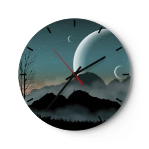 Horloge murale - Pendule murale - Un paysage spatial avec des lunes et des montagnes - 30x30cm - Carnaval de la nuit étoilée - Décoration murale moderne pour le salon, la cuisine et la chambre ARTTOR