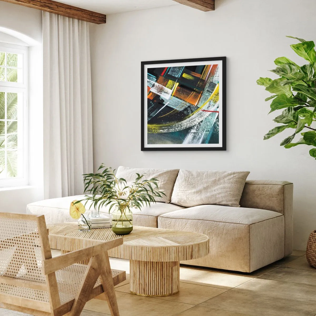 Affiche dans un cadre noir - Poster - L'énergie du mouvement - 60x60 cm