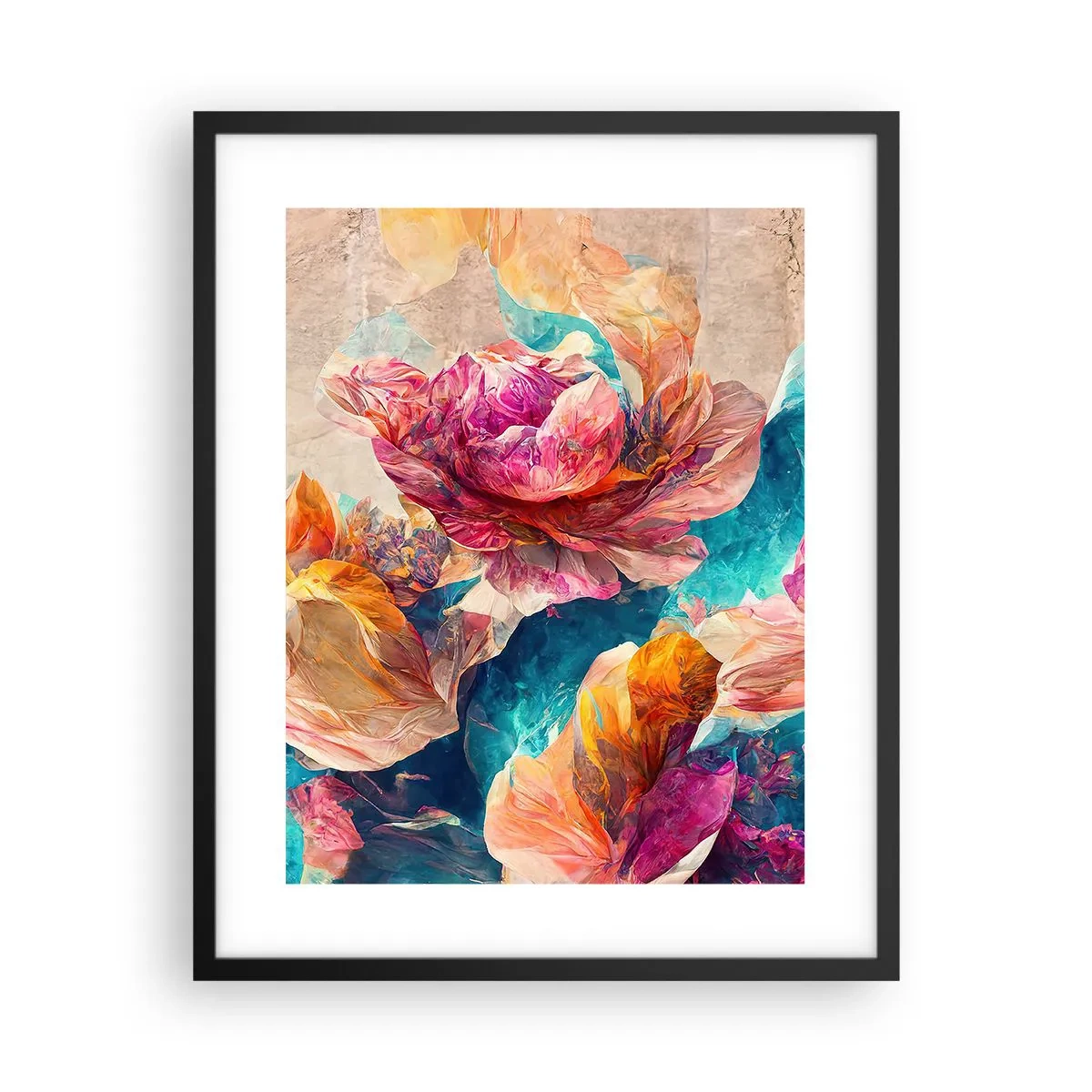 Affiche dans un cadre noir - Poster - Splendeur colorée du bouquet - 40x50 cm