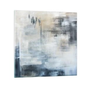 Impression sur verre - Image sur verre - Derrière le rideau bleu - 70x70 cm