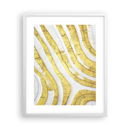 Affiche dans un cadre blanc - Poster - Composition en blanc et or - 40x50 cm