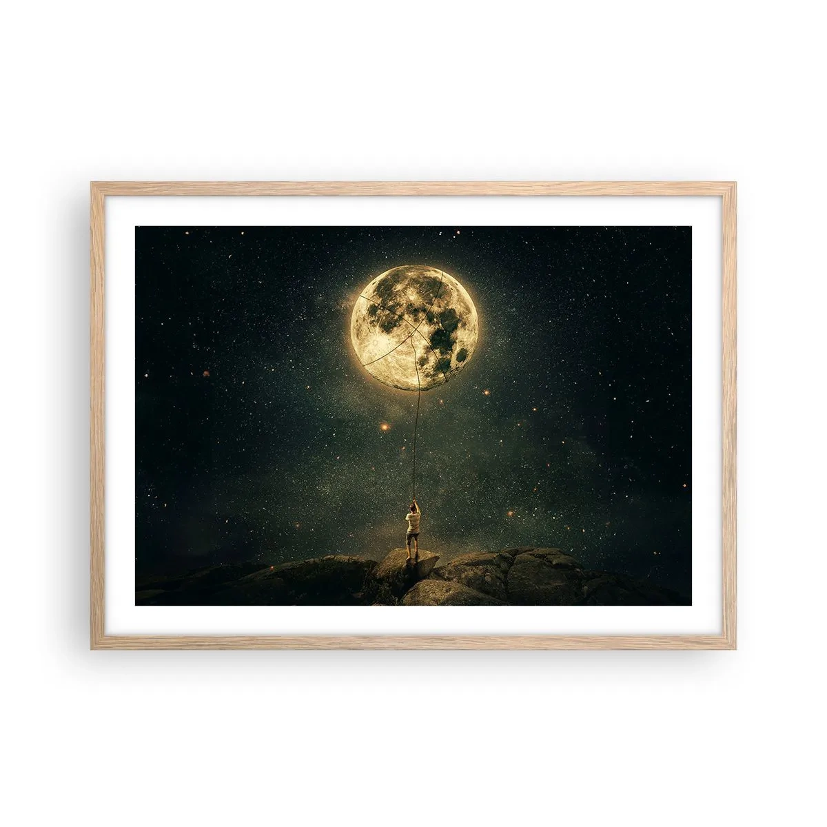 Affiche dans un chêne clair - Poster - Celui qui a volé la lune - 70x50 cm