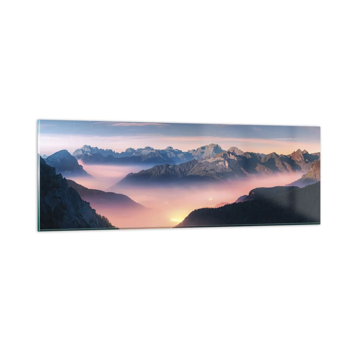 Impression sur verre - Image sur verre - Lumière dans les vallées - 90x30 cm