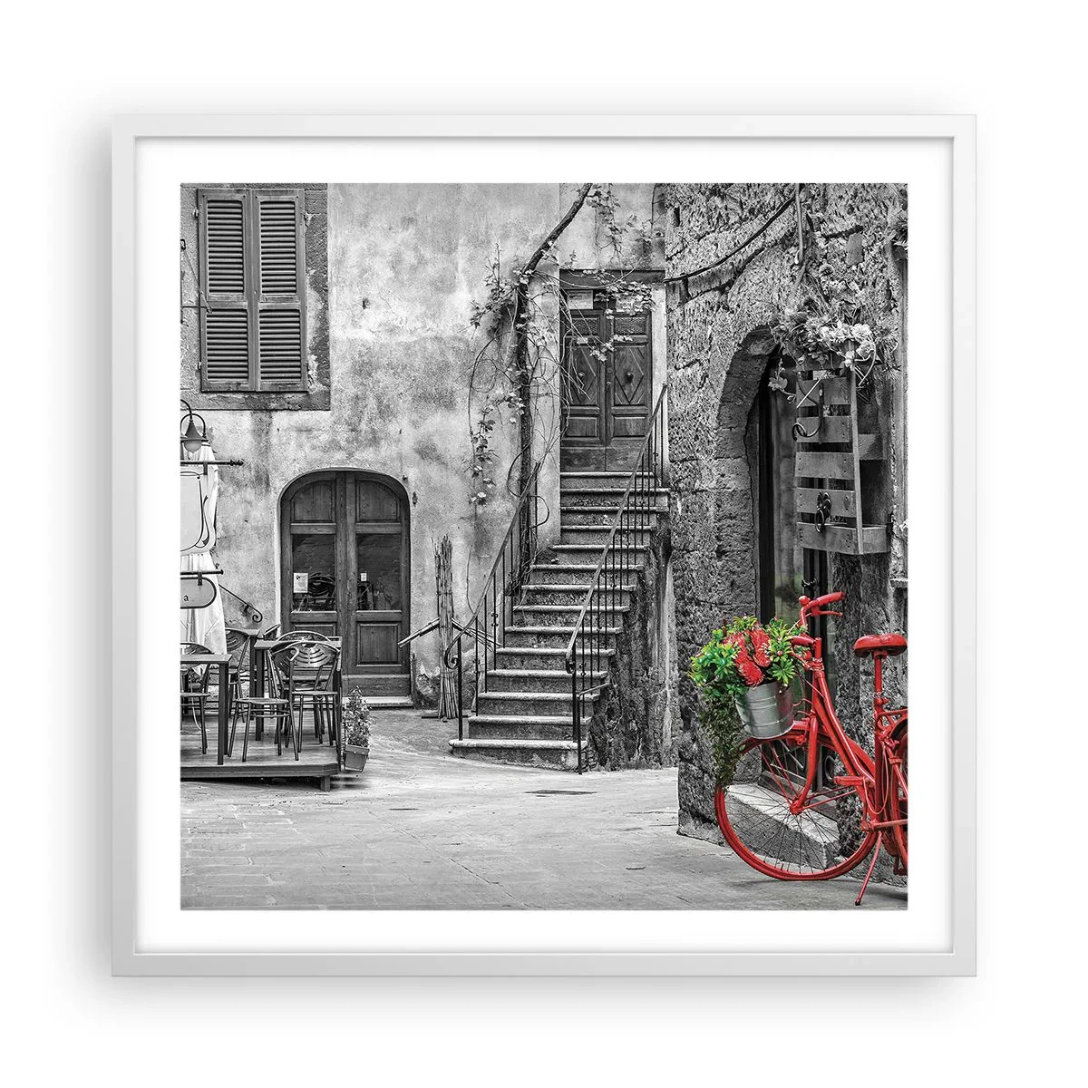 Affiche dans un cadre blanc - Poster - Ruelle toscane - 60x60 cm