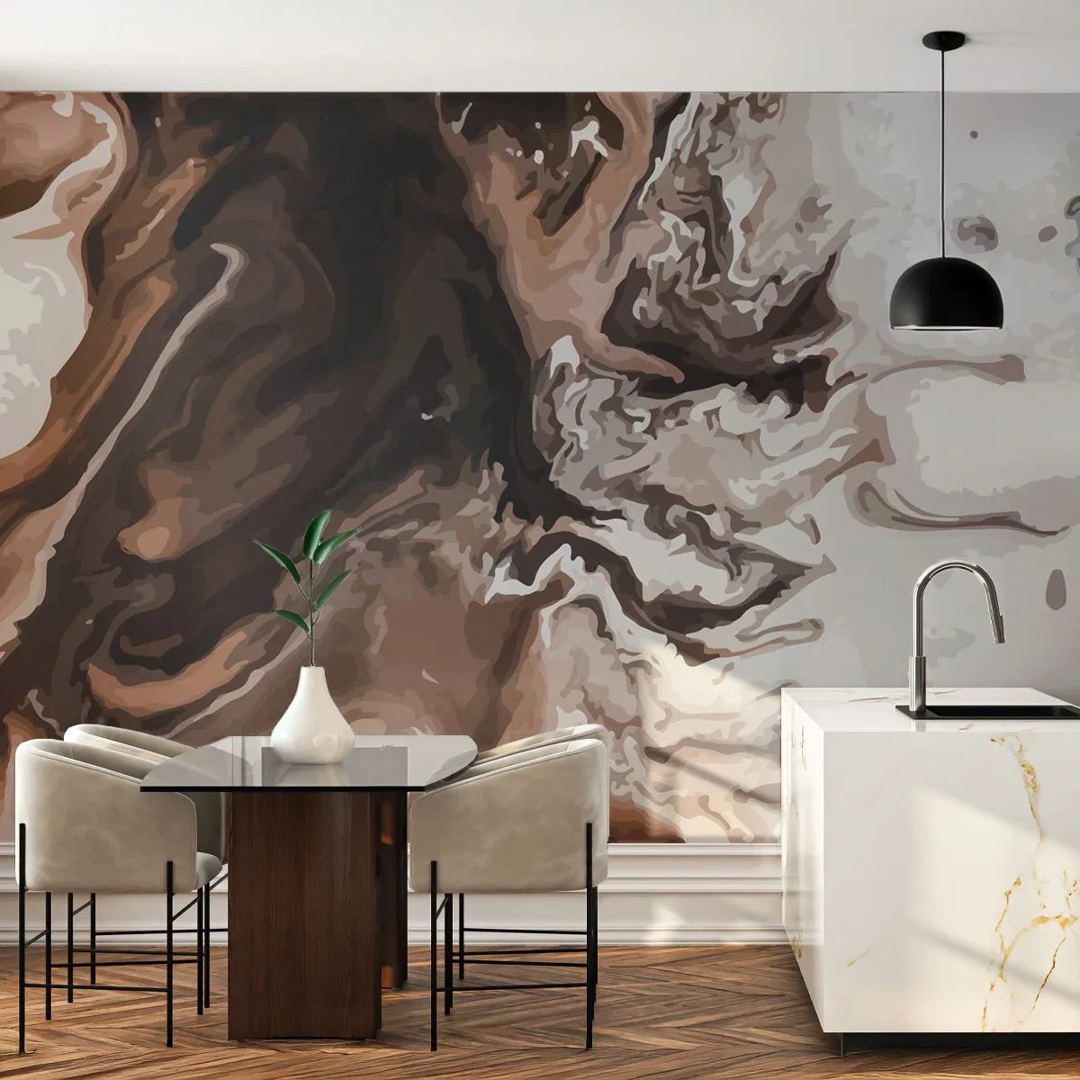 Papier Peint Photo Premium Canvas - Contraste de couleur - Abstraction, Morceau, Modèle moderne - 350x256 cm