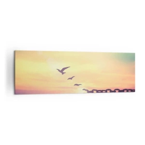 Impression sur toile - Image sur toile - Symbole de liberté avec des oiseaux et une chaîne brisée - 160x50cm - La victoire de la liberté - Décoration murale moderne pour le salon et la chambre ARTTOR