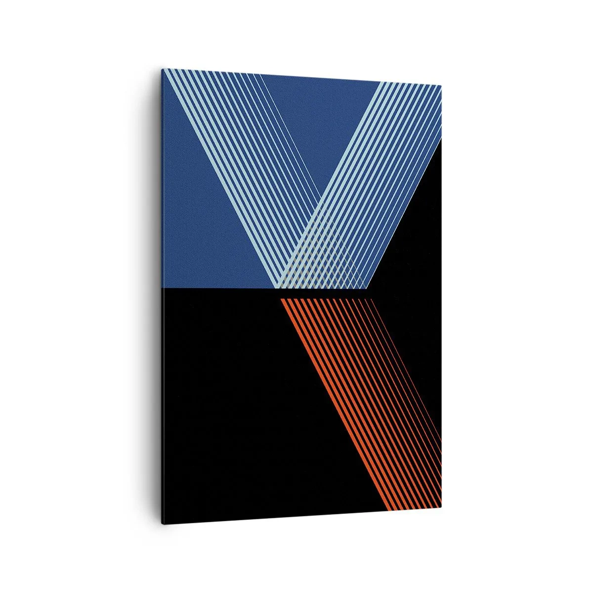 Impression sur toile - Image sur toile - Lignes géométriques dans les tons de rouge et de bleu - 70x100cm - Histoire simple - Décoration murale moderne pour le salon et la chambre ARTTOR