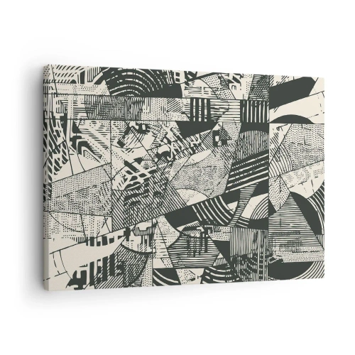 Impression sur toile - Image sur toile - Motifs géométriques abstraits dans des tons de vert sur fond clair - 70x50cm - Dynamique du modernisme - Décoration murale moderne pour le salon et la chambre ARTTOR