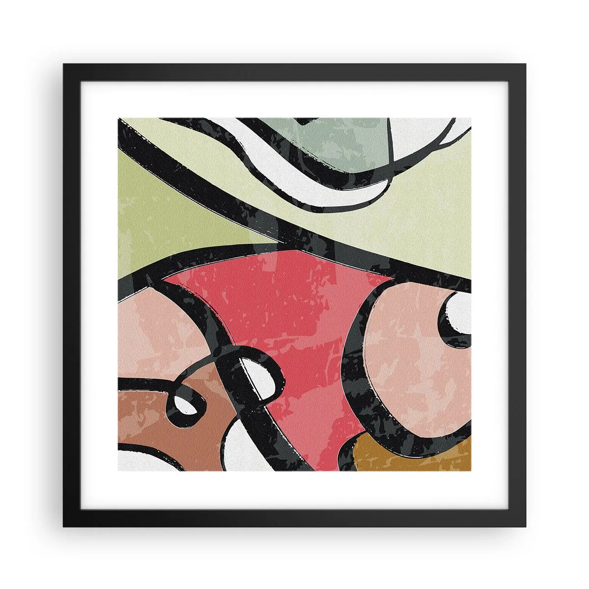 Affiche dans un cadre noir - Poster - Pirouettes parmi les couleurs - 40x40 cm