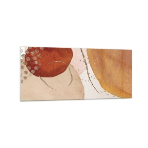 Impression sur verre - Image sur verre - Formes abstraites dans des tons chauds de marron et d'or - 120x50cm - Rondeur et mouvement - Décoration murale moderne pour le salon et la chambre ARTTOR
