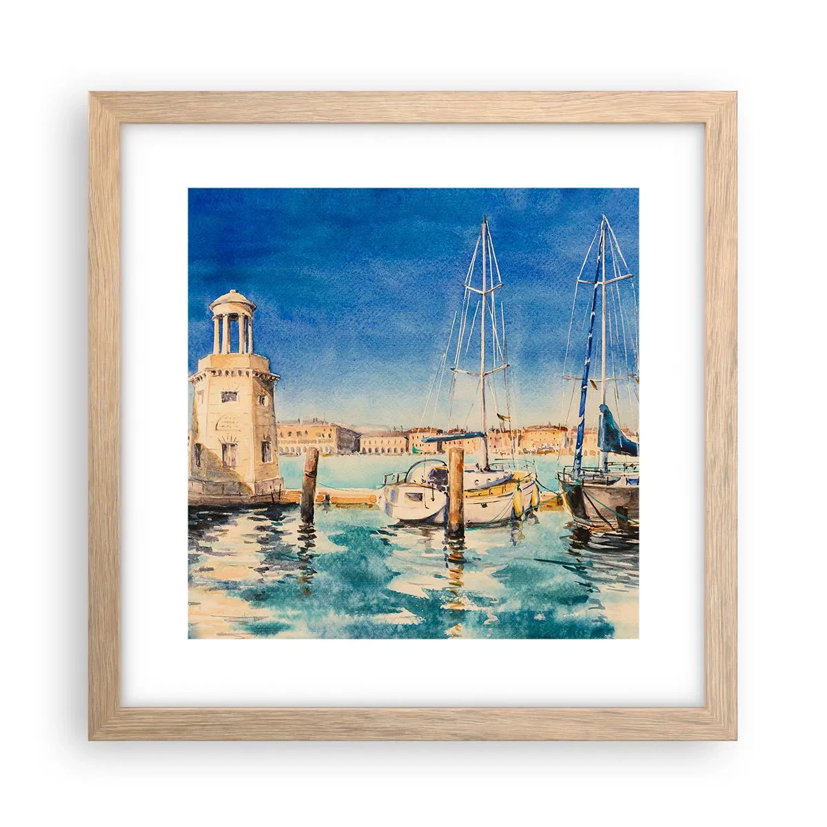 Affiche dans un chêne clair - Poster - Lagune ensoleillée - 30x30 cm