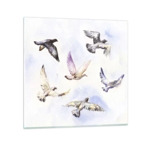 Impression sur verre - Image sur verre - Liberté en gris et bleu - 60x60 cm