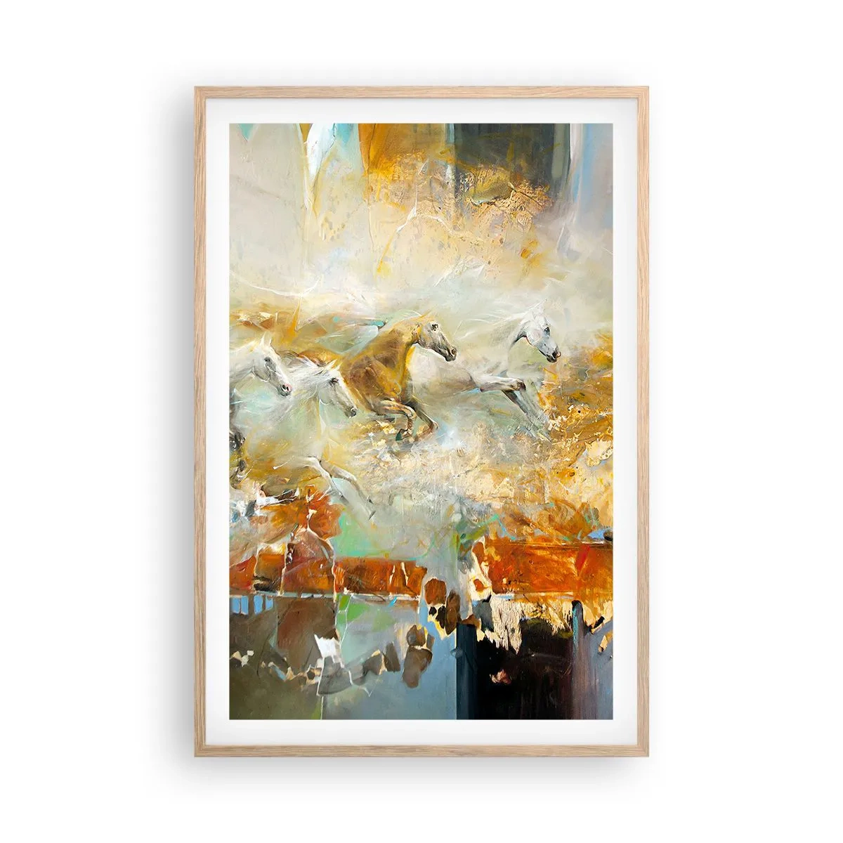Affiche dans un chêne clair - Poster - Au galop vers la lumière - 61x91 cm