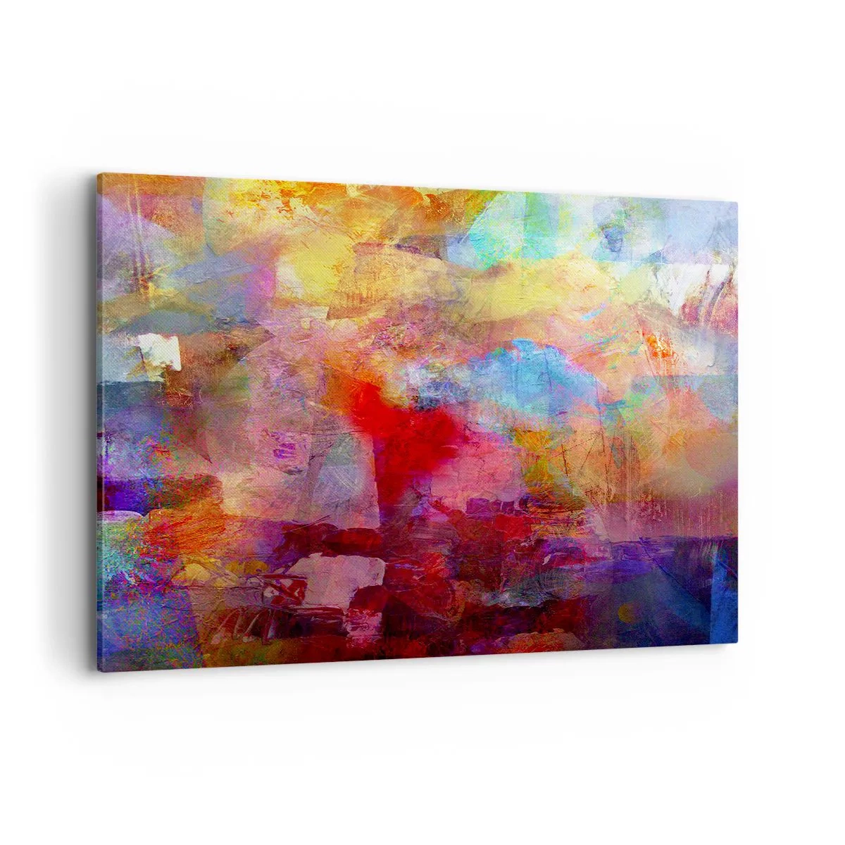 Impression sur toile - Image sur toile - Abstraction colorée dans des tons chauds et froids - 100x70cm - Regardez à l'intérieur de l'arc-en-ciel - Décoration murale moderne pour le salon et la chambre ARTTOR