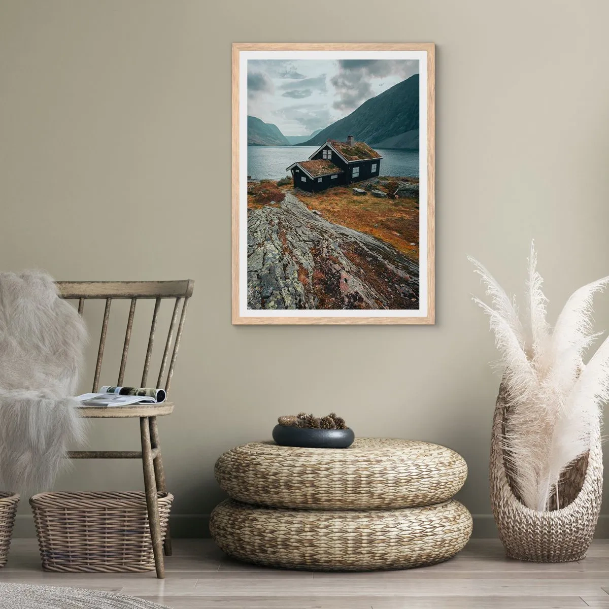 Affiche dans un chêne clair - Poster - Une station estivale au bord du fjord - 70x100 cm