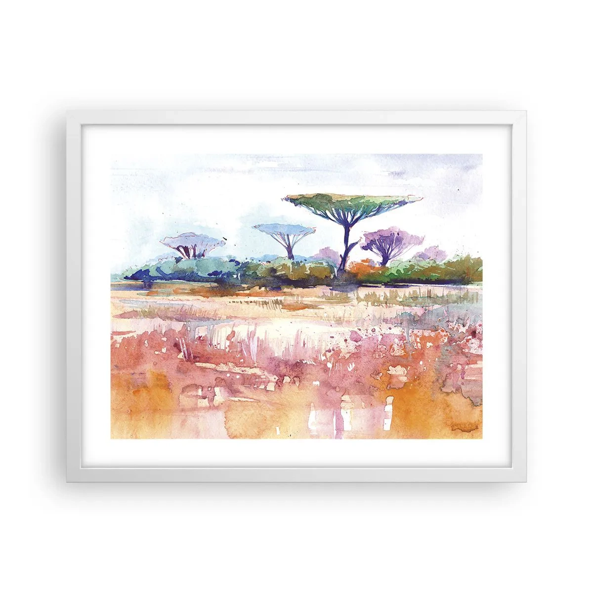 Affiche dans un cadre blanc - Poster - Couleurs de savane - 50x40 cm