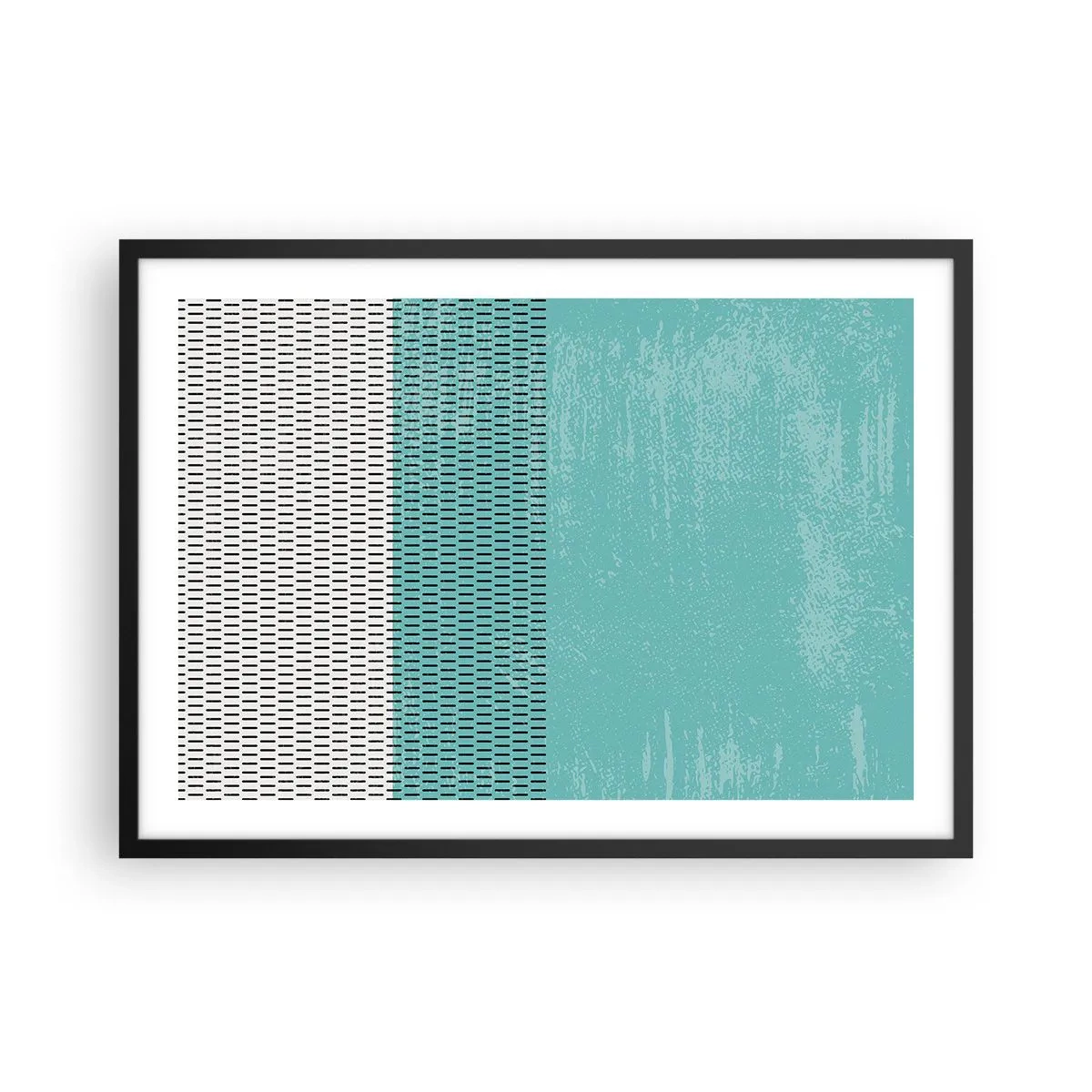 Affiche dans un cadre noir - Poster - Composition géométrique avec turquoise et lignes - 70x50cm - Composition équilibrée - Décoration murale moderne pour le salon et la chambre ARTTOR